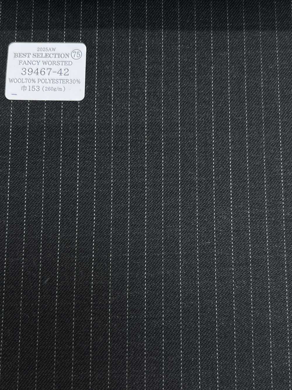 39467-42 25AW MEJOR SELECCIÓN 【FANCY WORSTED】 Fancy Worsted Raya Gris Cielo Carbón[Textil] Compañía Kunishima Co., Ltd.