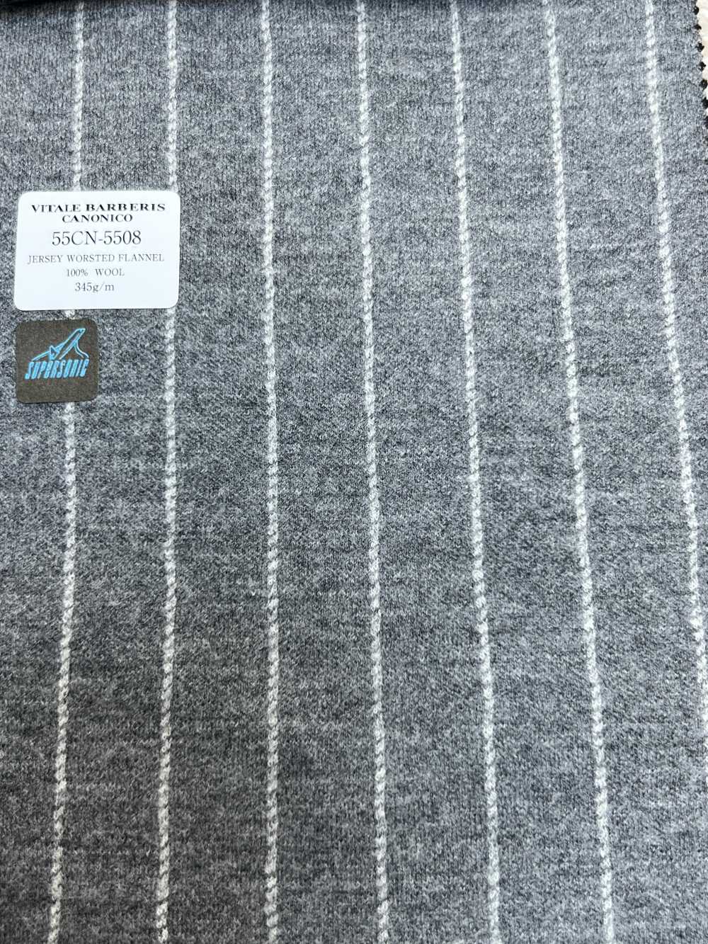 55CN5508 CANONICO JERSEY WORSTED FRANELA Raya De Tiza Gris Claro[Textil] CANÓNICO