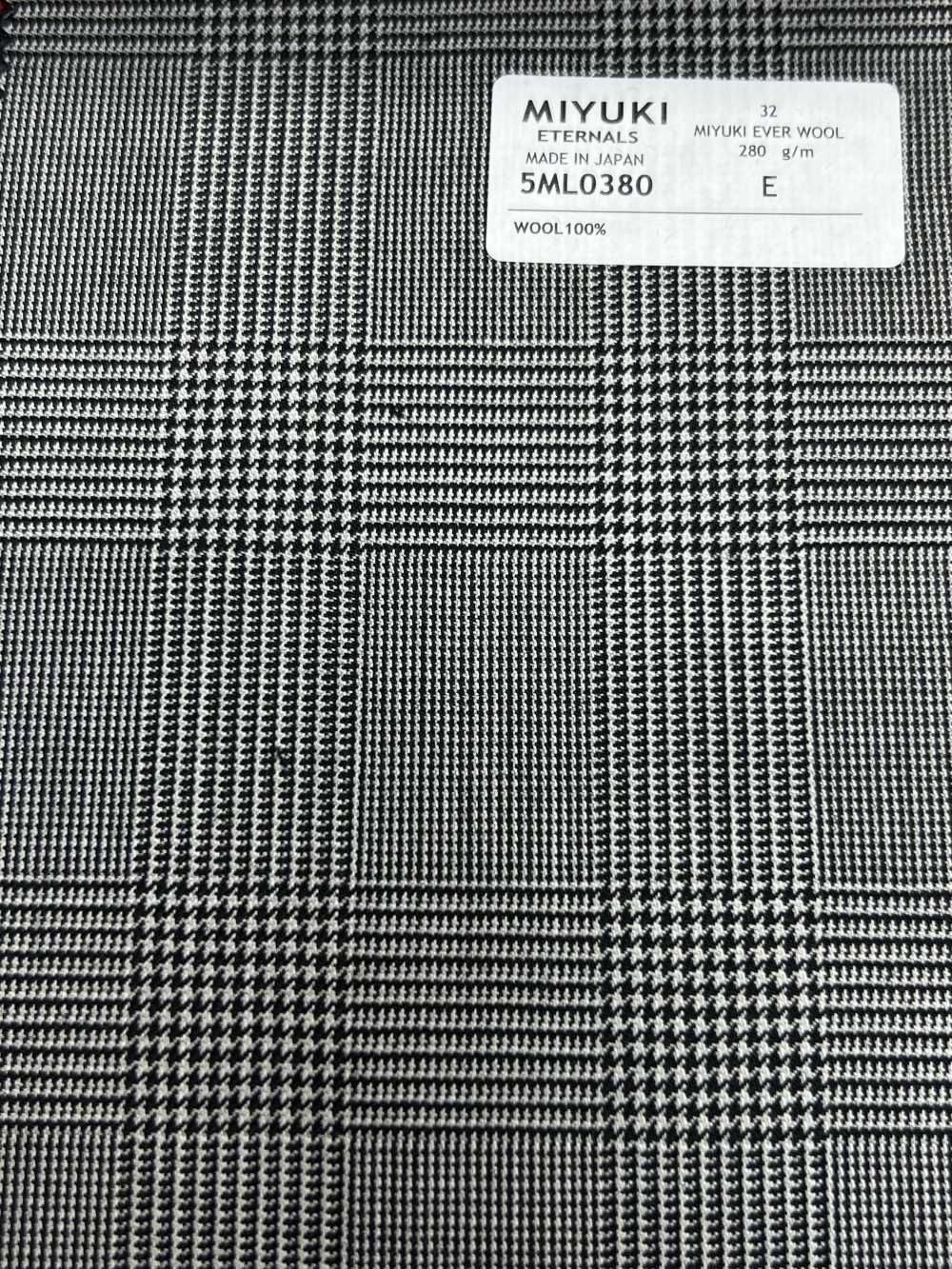 5ML0380 MIYUKI EVER WOOL Glen Check Gris[Textil] Fábricas De Lana Miyuki