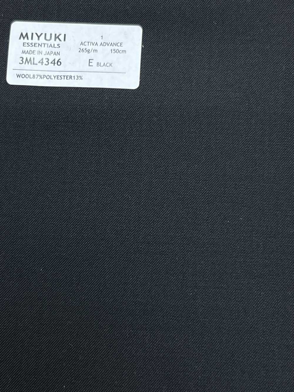 3ML4346 26SS Miyuki Textile MIYUKI ESSENTIALS ACTIVA ADVANCE Sin Patrón Negro Fábricas De Lana Miyuki