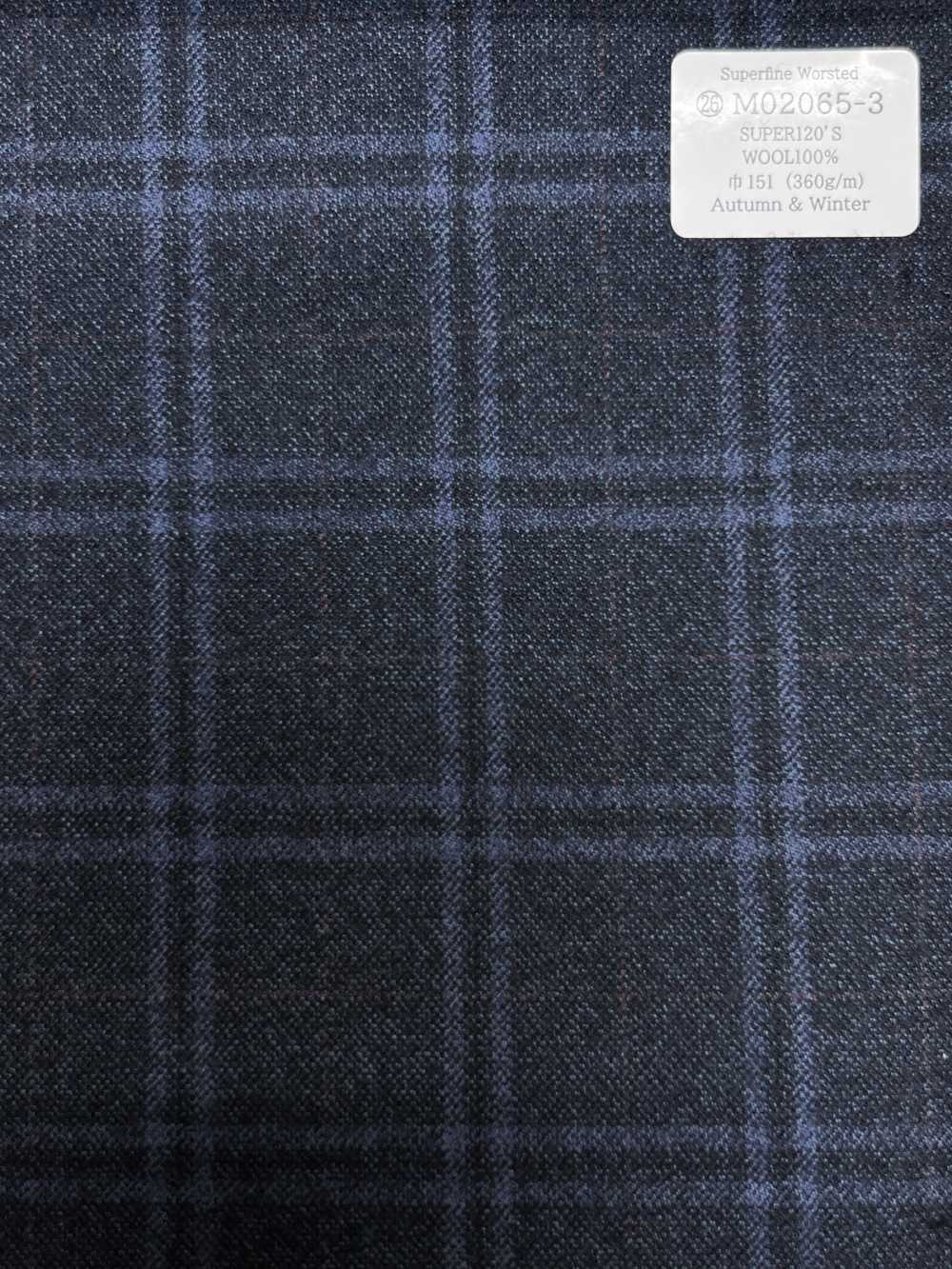 M02065-3 Línea Exclusiva KUNISHIMA1850 【Lana Peinada Superfina】Cuadros Jaspeados Azules[Textil] Compañía Kunishima Co., Ltd.