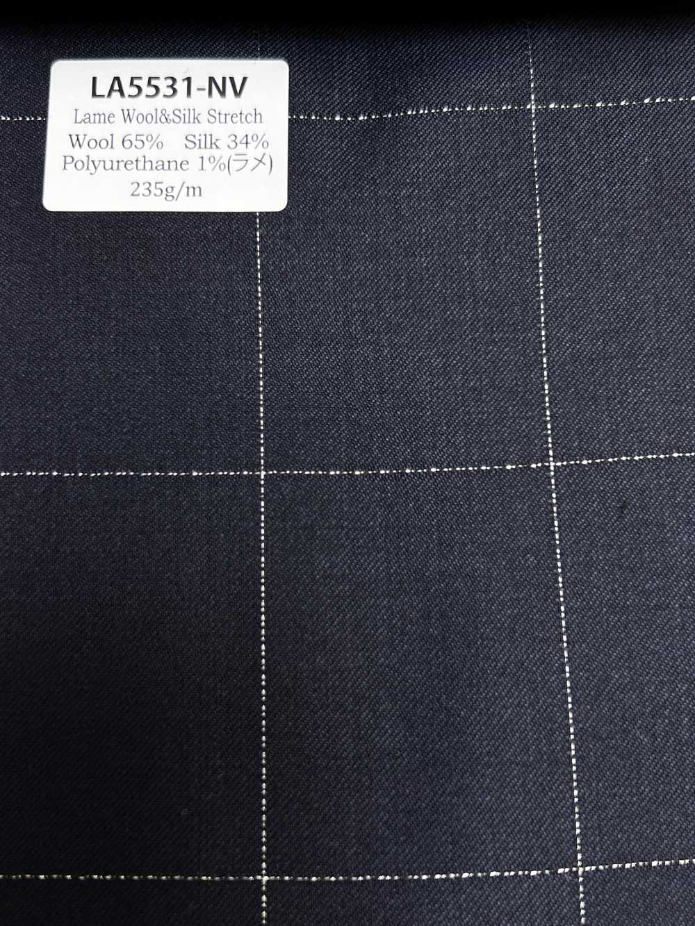 LA5531-NV Clásico de lana elástica con lamé de seda, hecho en Japón, a cuadros, azul marino[Textil] HOSOI SYOJI