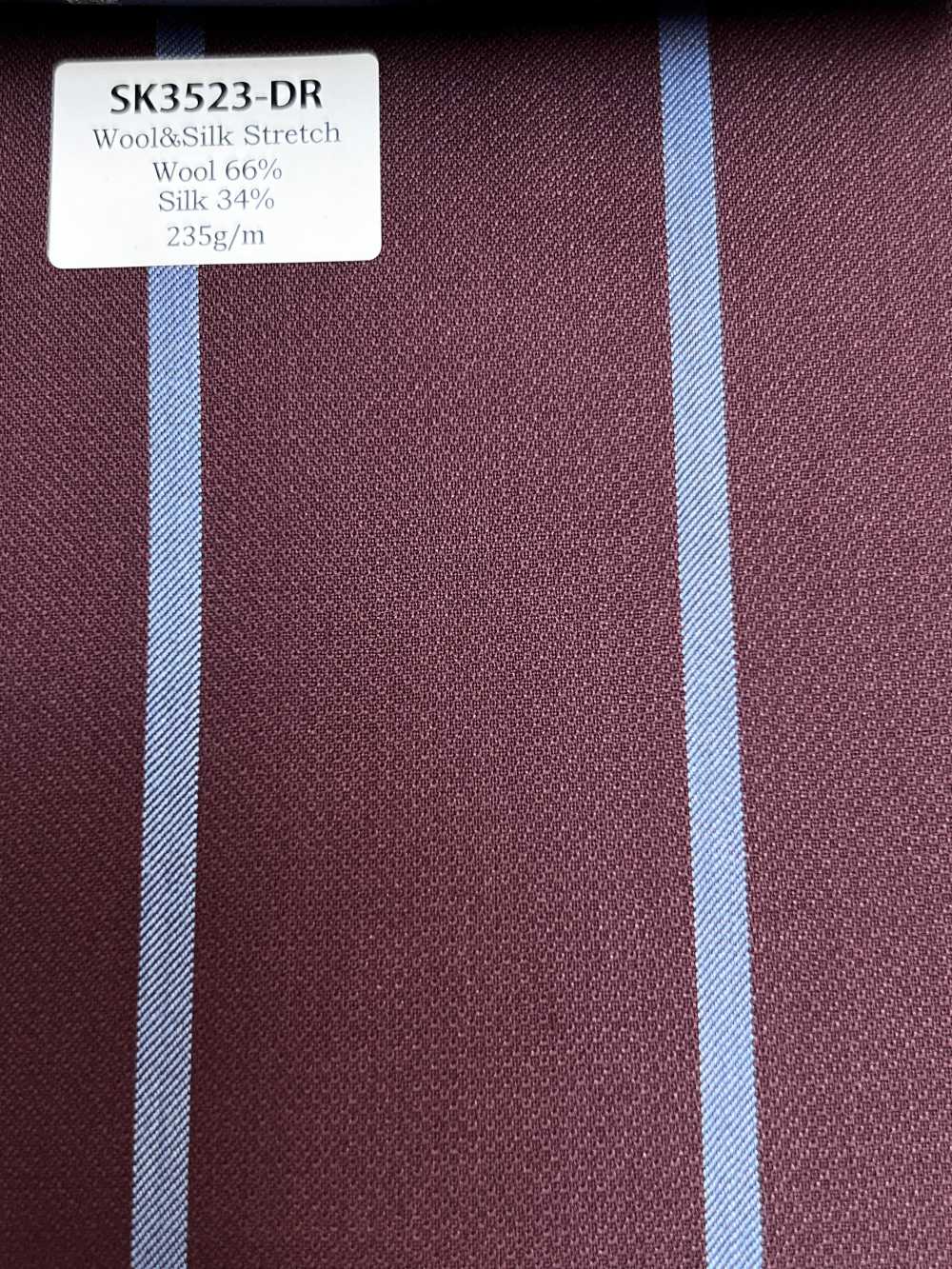 SK3523-DR Seda y lana elástica con rayas, fabricada en Japón, rojo oscuro estándar[Textil]