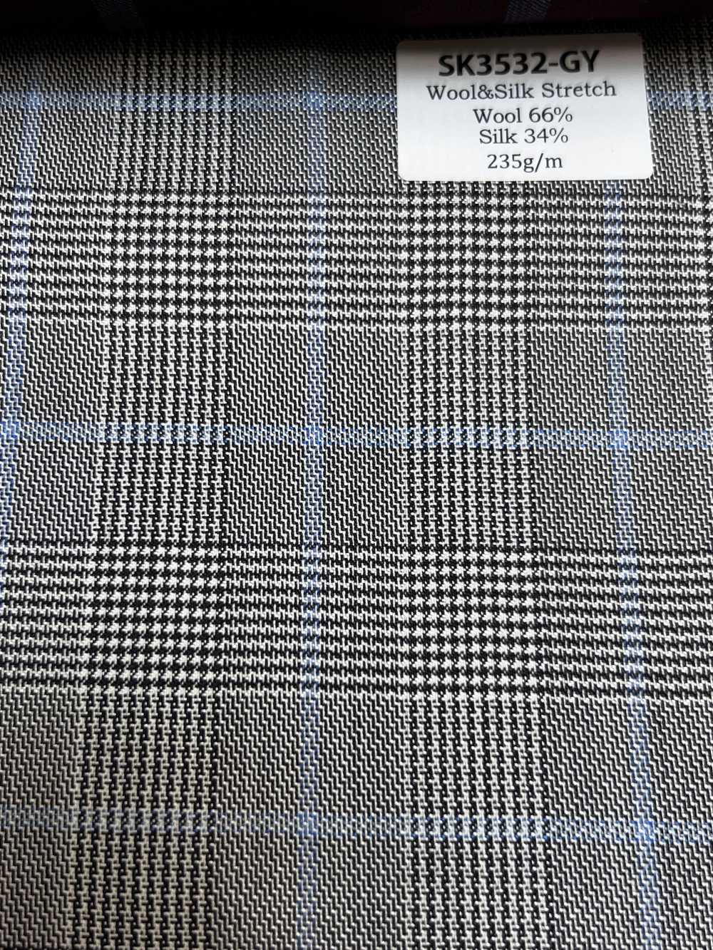 SK3532-GY Clásico cuadro elástico de seda y lana, gris, de fabricación japonesa[Textil]