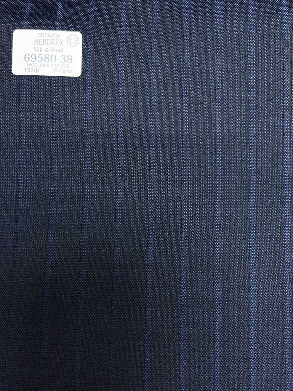 69580-38 26AW HERDREX [Seda Y Lana] Seda Y Lana, Rayas De Sombra Azul Marino[Textil] Compañía Kunishima Co., Ltd.