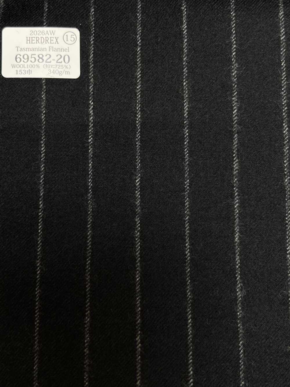 69582-20 26AW HERDREX [Franela De Tasmania] Seda Y Lana A Rayas Azul Marino[Textil] Compañía Kunishima Co., Ltd.