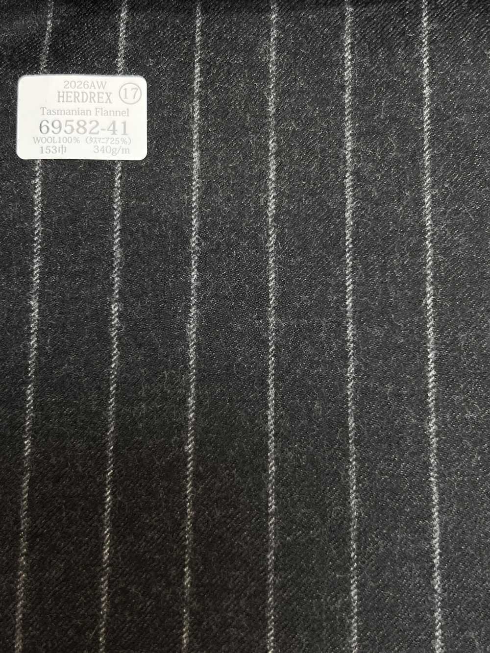 69582-41 26AW HERDREX [Tasmanian Flannel] Seda Y Lana A Rayas Color Carbón[Textil] Compañía Kunishima Co., Ltd.