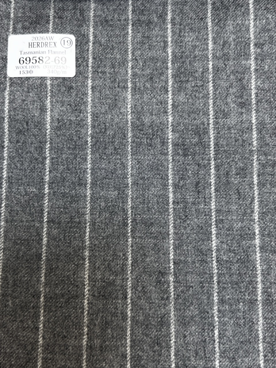 69582-69 26AW HERDREX [Tasmanian Flannel] Seda Y Lana A Rayas Gris Claro[Textil] Compañía Kunishima Co., Ltd.