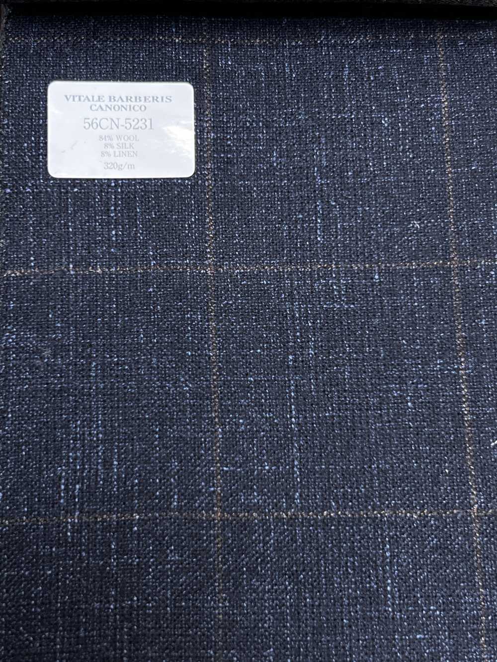 56CN5231 CANONICO Tejido de sastrería de lana, seda y lino fantasía Azul marino/Marrón cuadro ventana[Textil] CANÓNICO