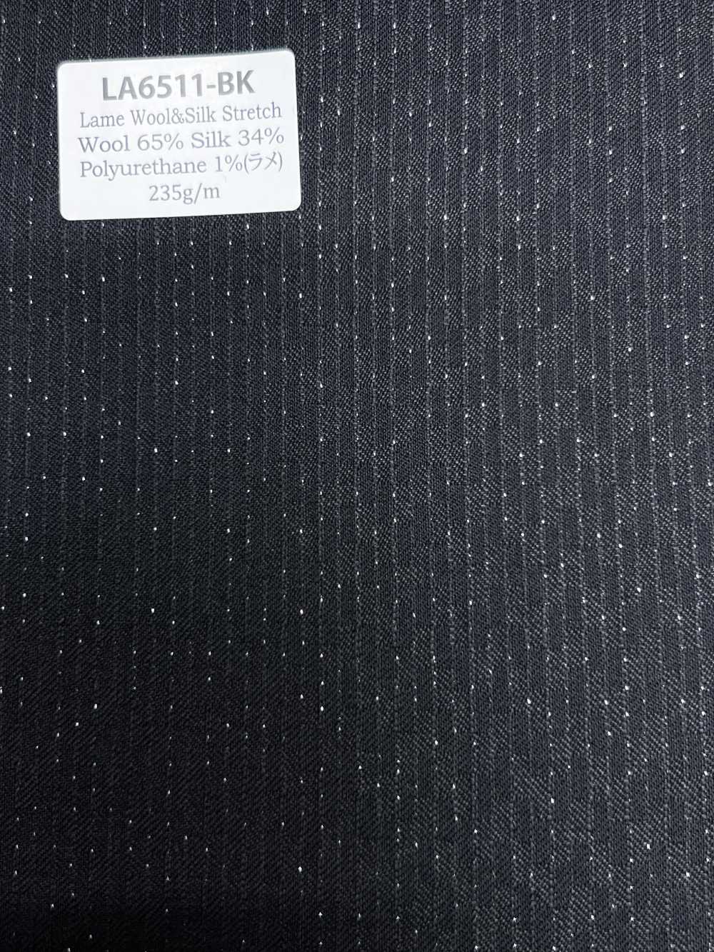 LA6511-BK Hecho en Japón lamé de seda y lana elástica a rayas negras[Textil] HOSOI SYOJI