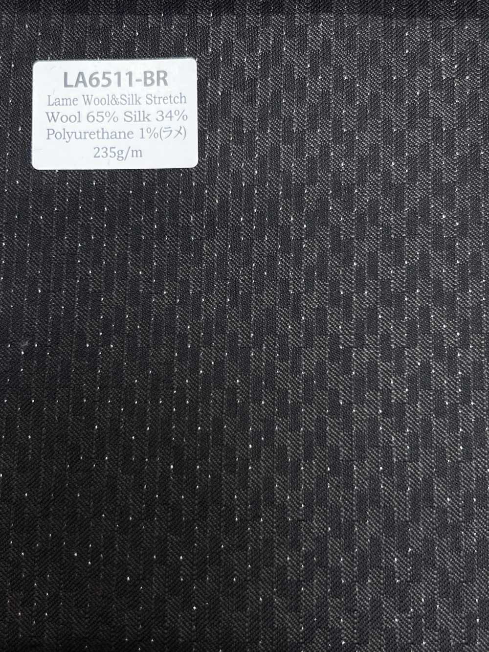 LA6511-BR Lamé de seda y lana elástica a rayas marrones fabricado en Japón[Textil] HOSOI SYOJI