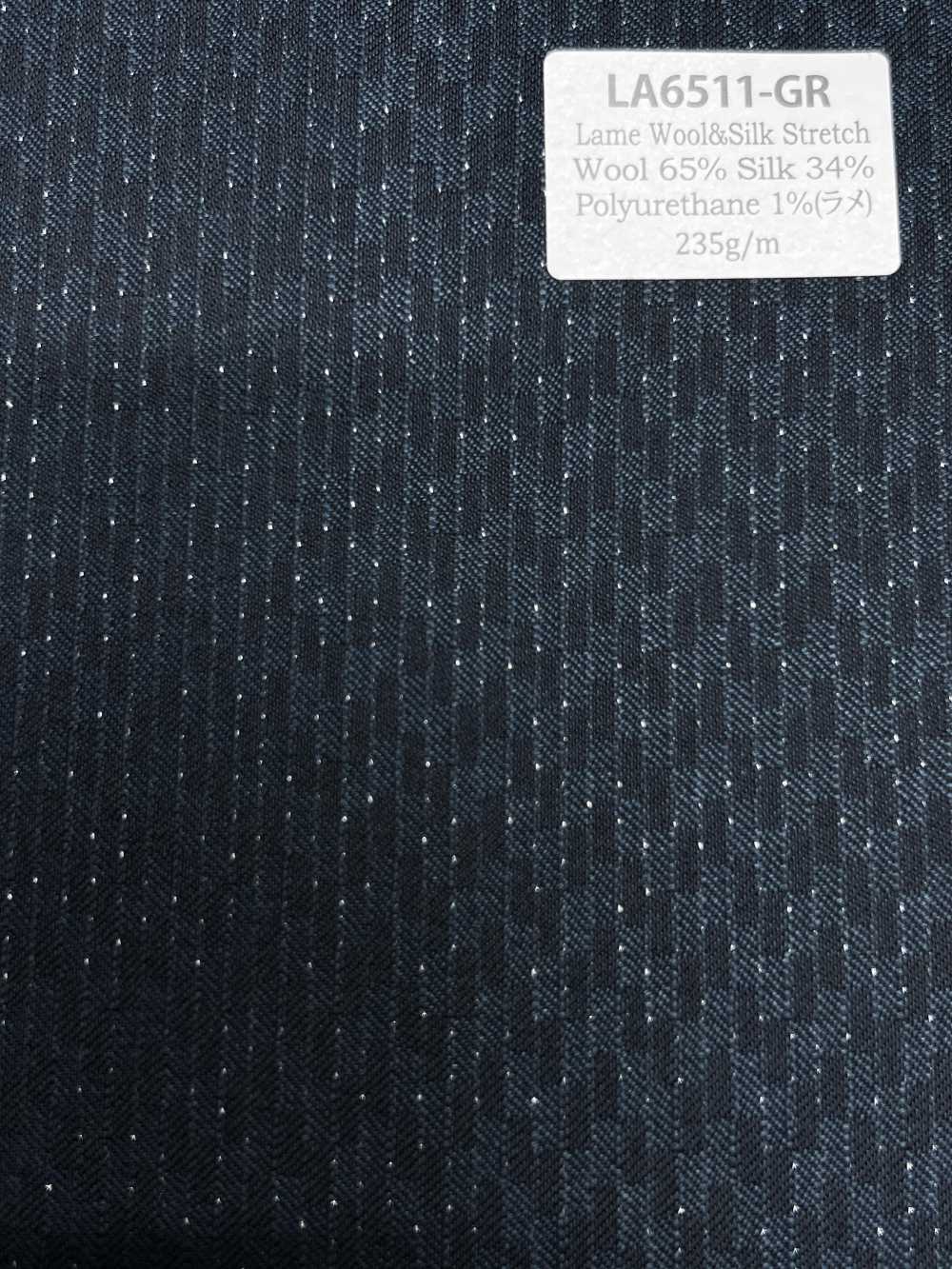 LA6511-GR Lamé de seda y lana elástica con raya verde, fabricado en Japón[Textil] HOSOI SYOJI