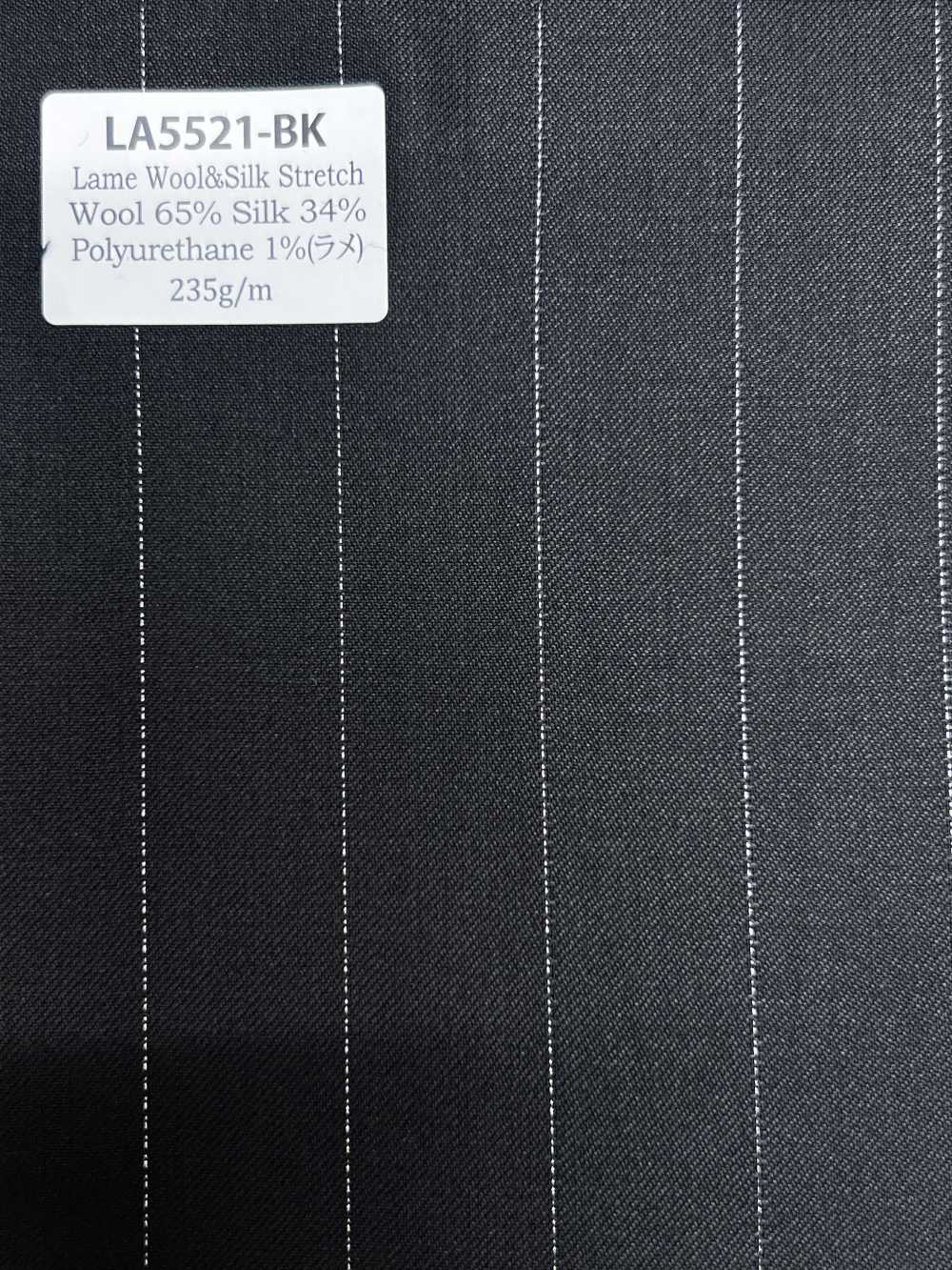 LA5521-BK Lame de seda y lana elástica, raya negra, hecho en Japón[Textil] HOSOI SYOJI