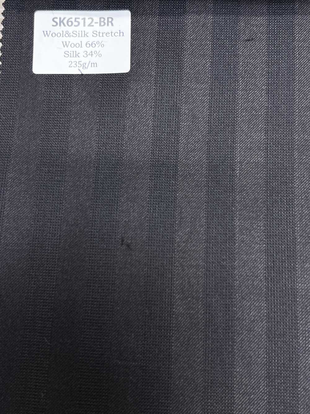 SK6512-BR Tejido elástico de seda y lana, fabricado en Japón, con rayas marrones[Textil] HOSOI SYOJI