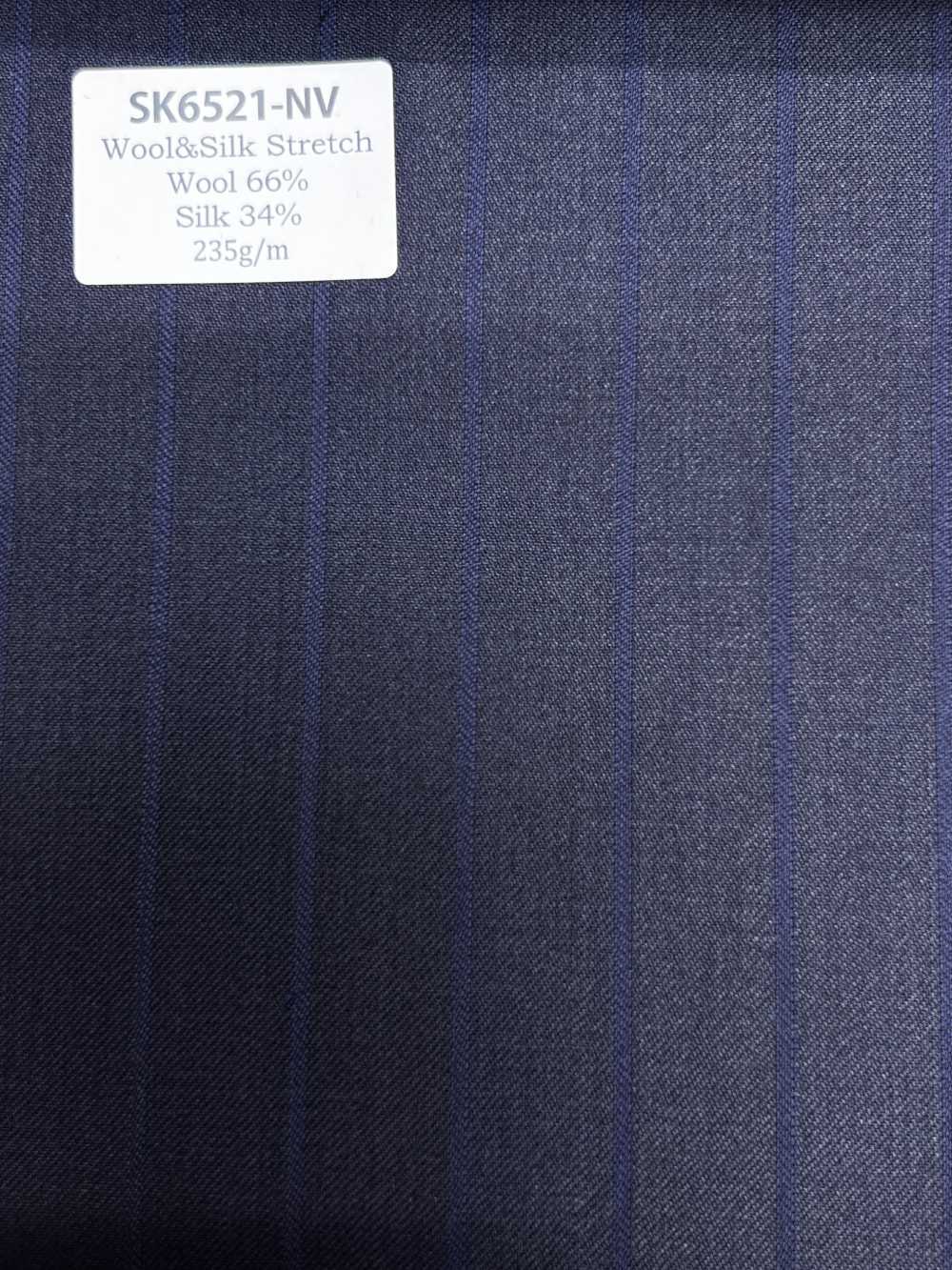 SK6521-NV Tejido elástico de seda y lana, fabricado en Japón, con rayas marrones[Textil] HOSOI SYOJI