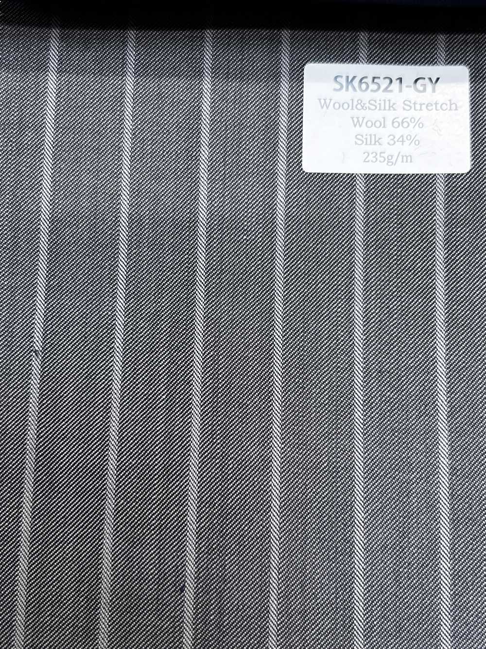 SK6521-GY Hecho en Japón, seda y lana elásticas a rayas grises[Textil] HOSOI SYOJI
