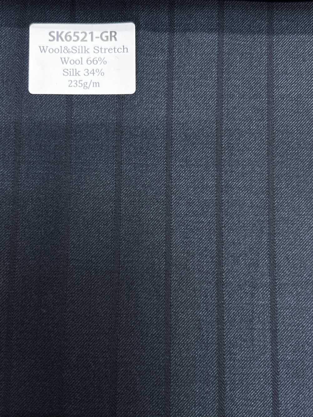 SK6521-GR Hecho en Japón, rayas verdes elásticas de seda y lana[Textil] HOSOI SYOJI
