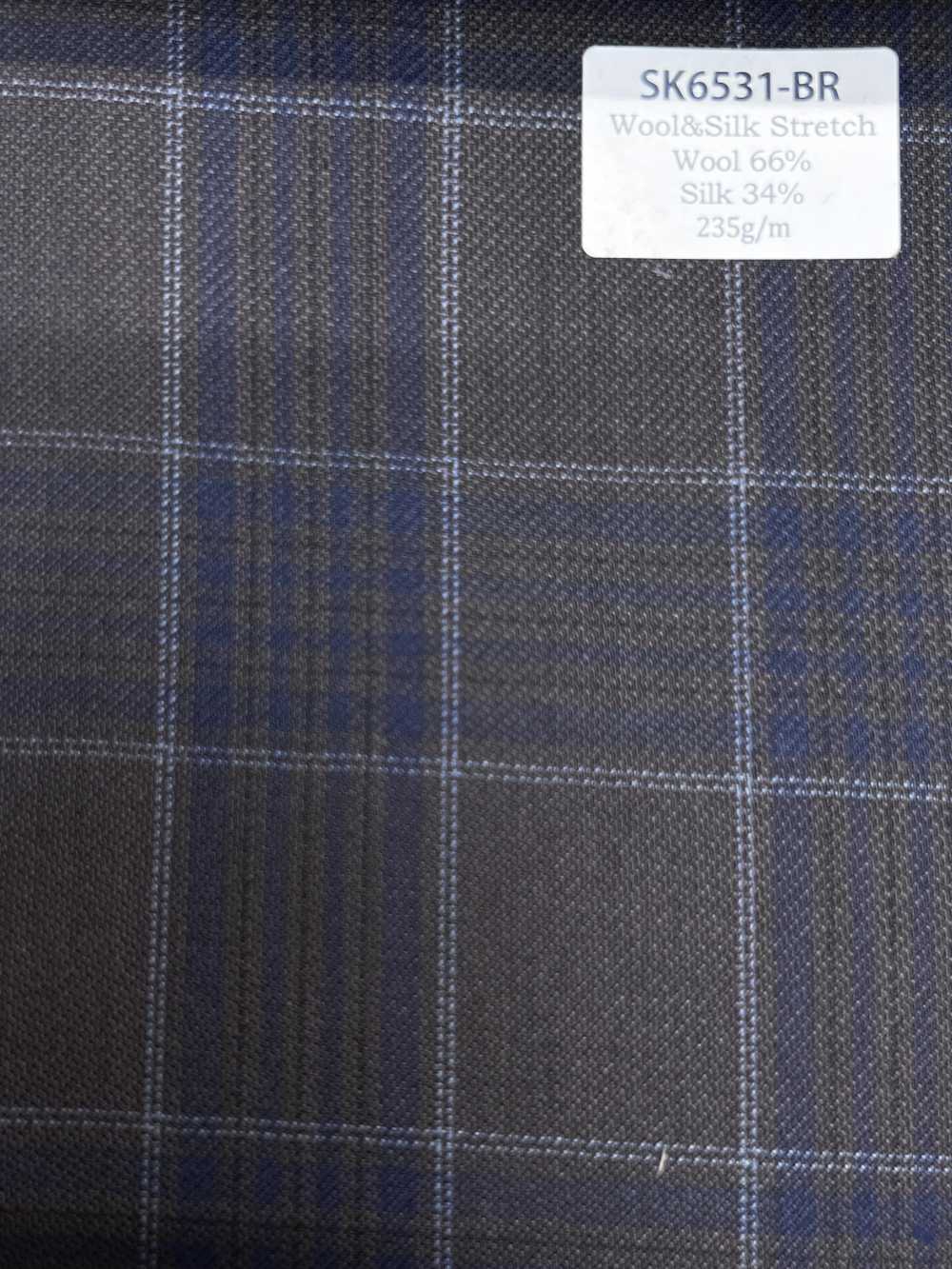 SK6531-BR Cuadro marrón elástico de seda y lana hecho en Japón[Textil] HOSOI SYOJI