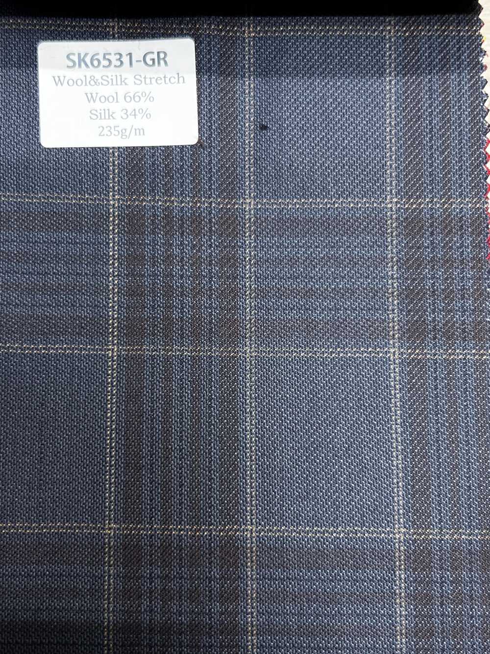 SK6531-GR Hecho en Japón, cuadros verdes elásticos de seda y lana[Textil] HOSOI SYOJI