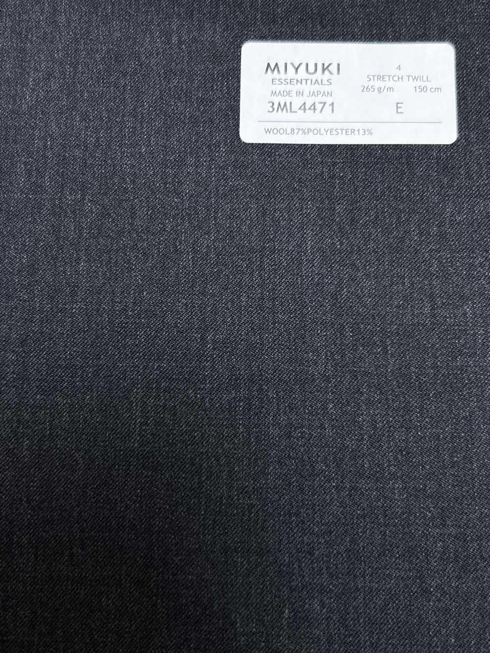 3ML4471 26AW MIYUKI ESSENTIALS Sarga elástica gris carbón liso[Textil] Fábricas De Lana Miyuki
