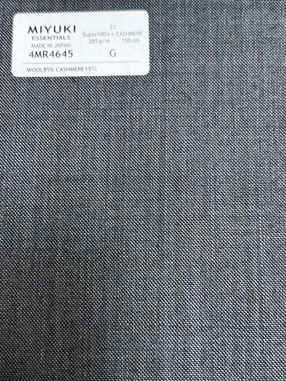 4MR4645 26AW Super100's × cachemira Gris medio sin patrón[Textil] Fábricas De Lana Miyuki