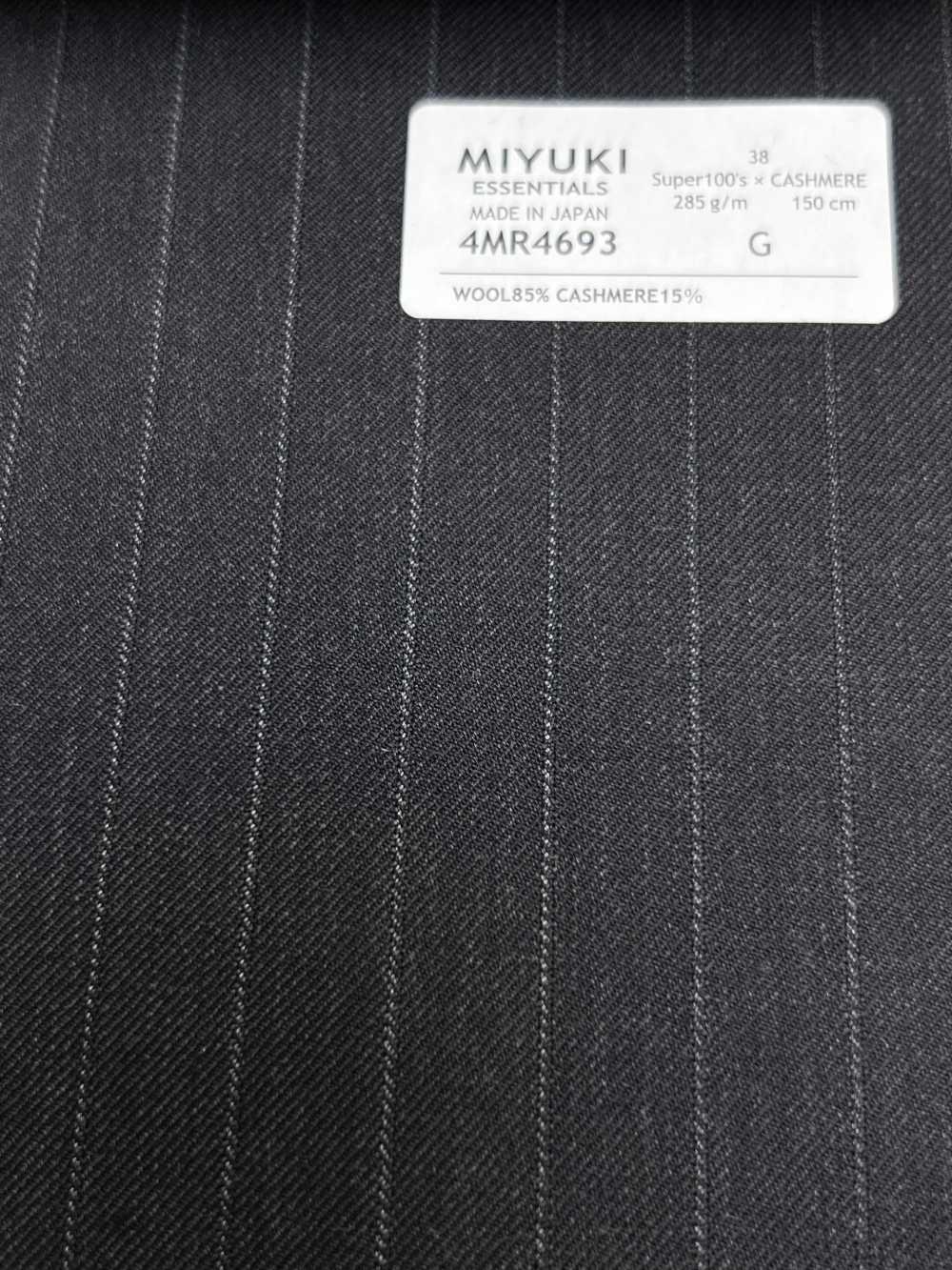 4MR4693 26AW Super100's × Cachemira a rayas gris cielo carbón[Textil] Fábricas De Lana Miyuki