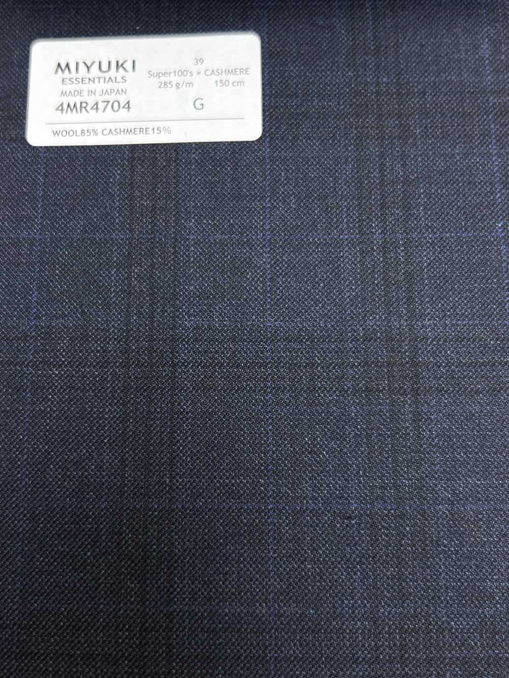 4MR4704 26AW Super100's × Cachemira cuadro azul marino[Textil] Fábricas De Lana Miyuki