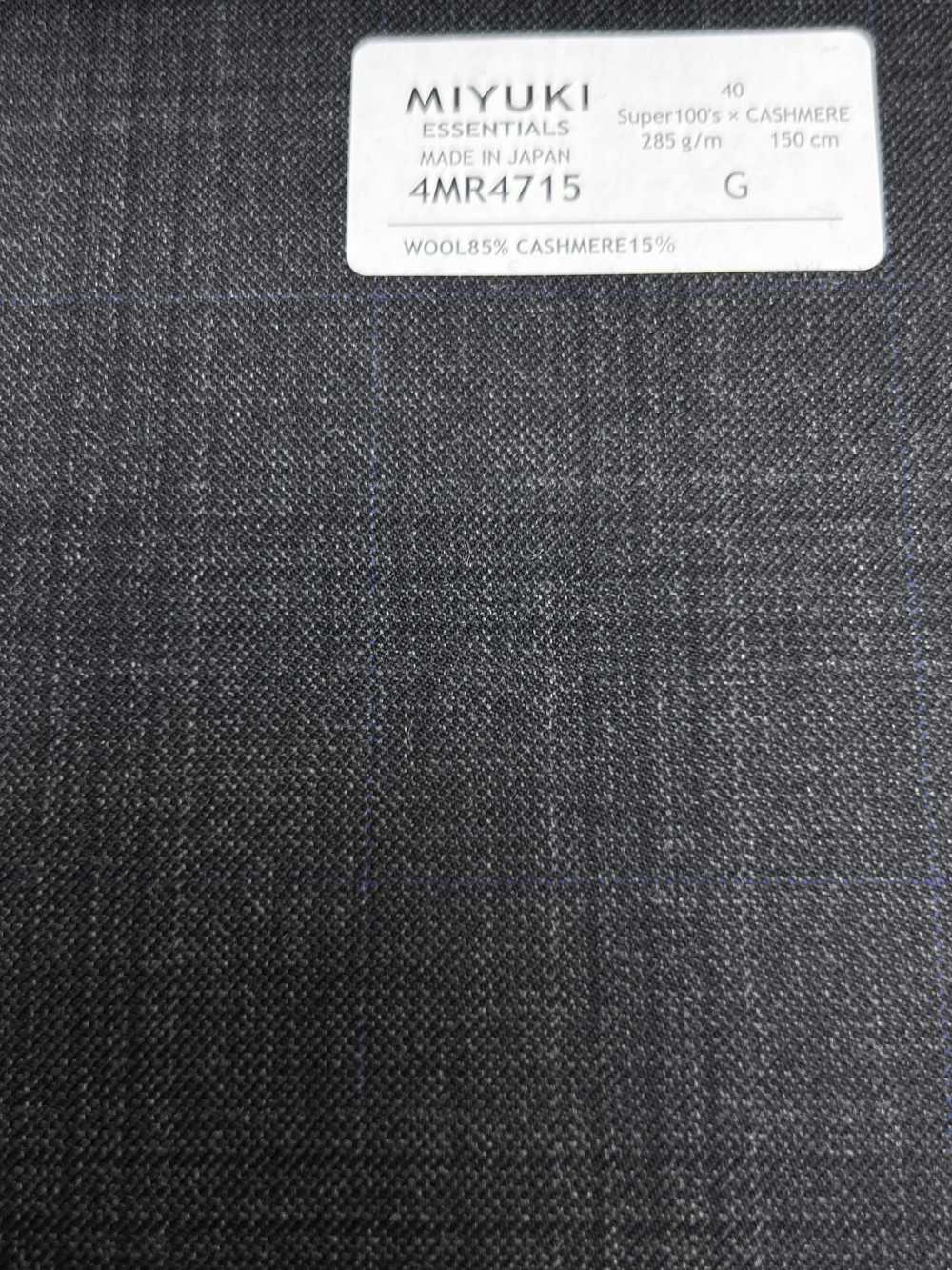 4MR4715 26AW Super100's × cachemira cuadros gris cielo antracita[Textil] Fábricas De Lana Miyuki