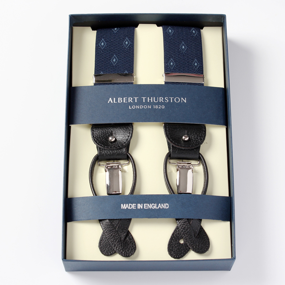 AT-12 Tirantes Albert Thurston con motivo de rombos 35MM azul marino[Accesorios formales] ALBERT THURSTON