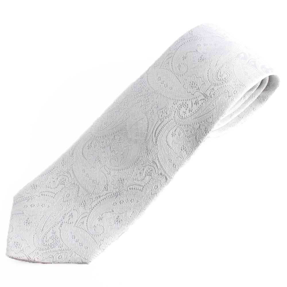 HVN-15 VANNERS Textil Usado Corbata Hecha A Mano Patrón Paisley Blanco[Accesorios formales] Yamamoto(EXCY)