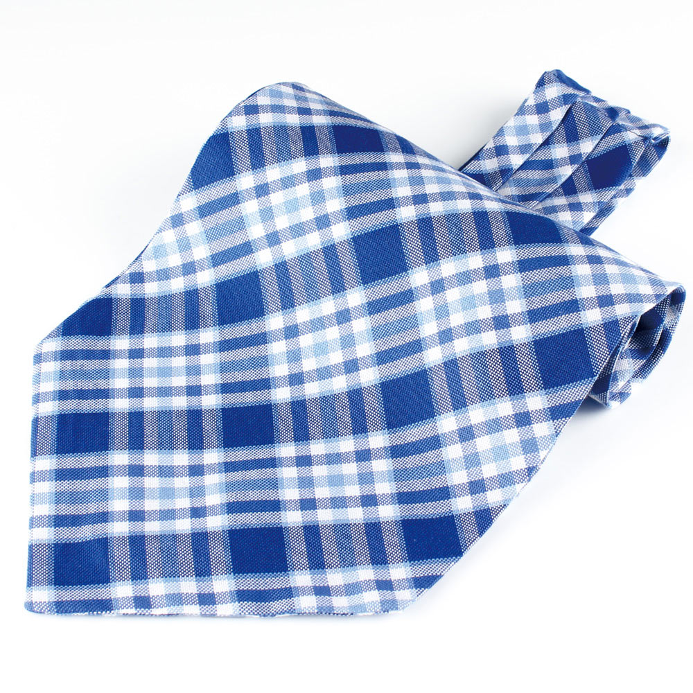 RAS-02 Corbata Ascot De Textil Ring Heart , Cuadros Azules[Accesorios Formales] Yamamoto(EXCY)