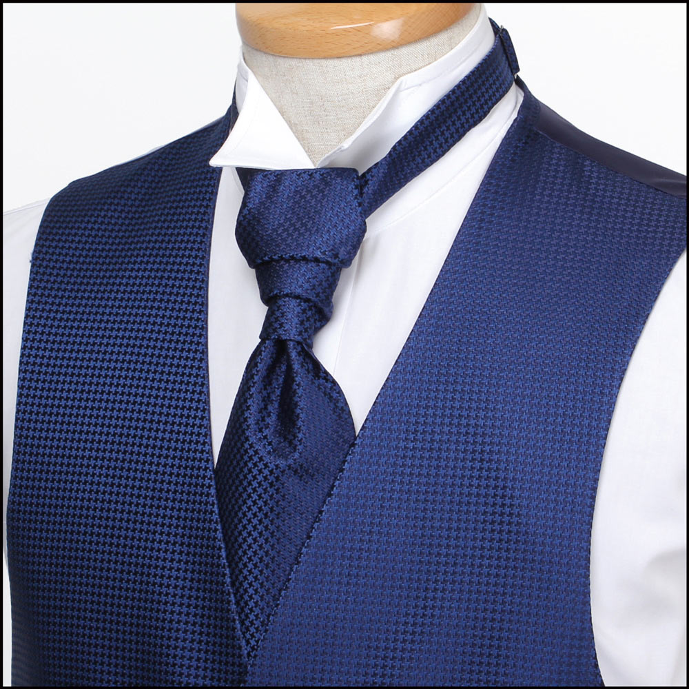 VYT-09 Corbata De Ascot De Seda VANNERS Británica (Corbata Europea) Patrón De Pata De Gallo Azul Marino[Accesorios Formales] Yamamoto(EXCY)