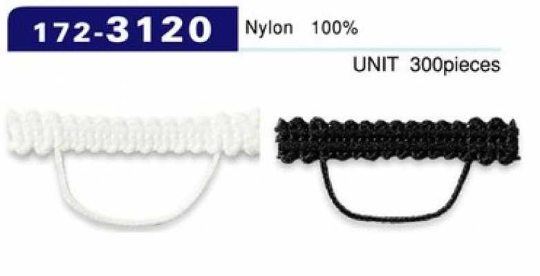 172-3120 Cordón trenzado tipo botón de lazo, horizontal, largo 33 mm (300 piezas)