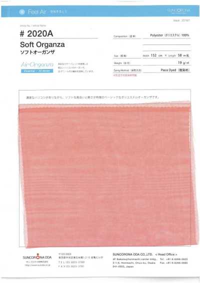 2020A Organza suave de poliéster