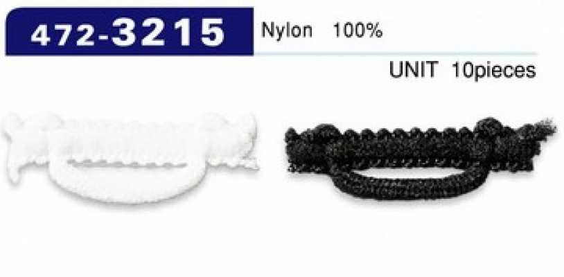 472-3215 Botón de lazo, tipo de nylon afelpado, largo horizontal, 30 mm (10 pzs.)