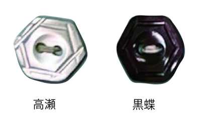 800 Botón hexagonal de concha de dos agujeros