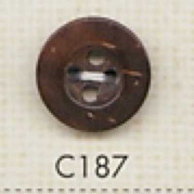 C187 Botón de madera natural de cuatro agujeros