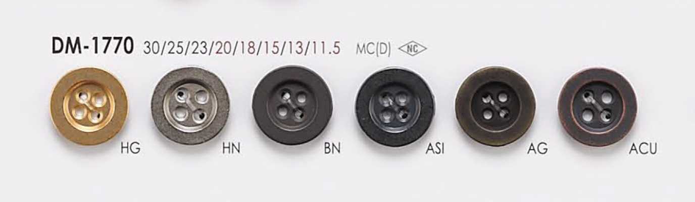 DM1770 Botón de metal de 4 agujeros para chaquetas y trajes
