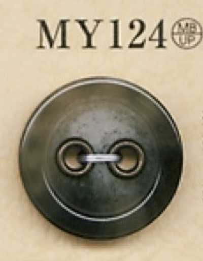 MY124 Botón de resina de poliéster/latón de 2 agujeros