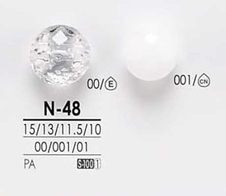 N48 Botón transparente y teñible de corte diamante