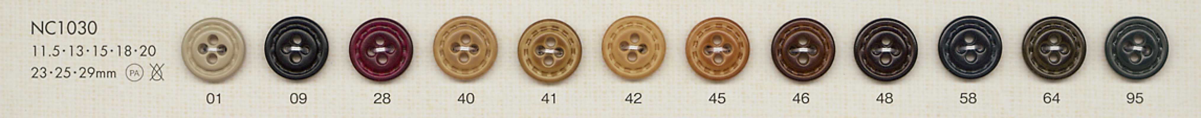 NC1030 Botón de nailon de cuatro agujeros con aspecto cuero