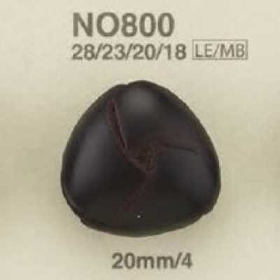 NO800 Botón de caña con anilla rectangular de medio aro Cuero/latón