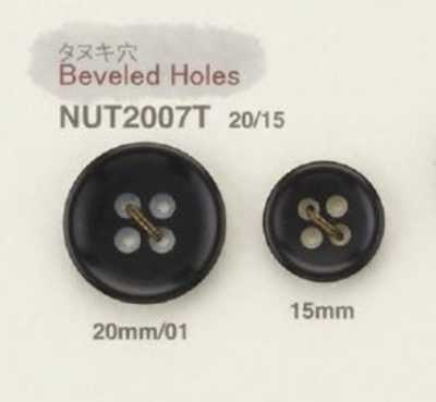 NUT2007T Botón de 4 agujeros de nuez natural