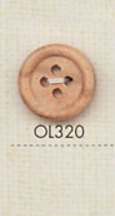 OL320 Botón de 4 agujeros de madera natural