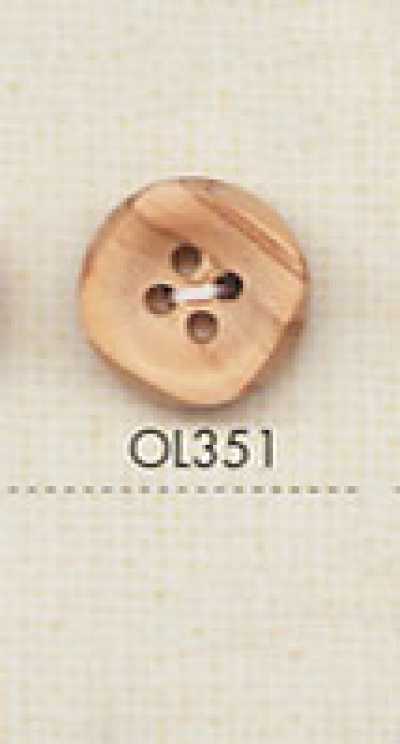 OL351 Botón de 4 agujeros de madera natural