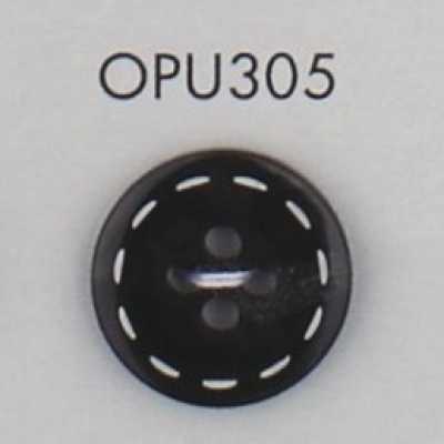 OPU305 Botón de poliéster estilo carey de 4 agujeros con diseño de pespunte