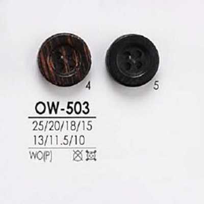 OW503 Botón de madera/contrachapado con orificio frontal de 4 agujeros