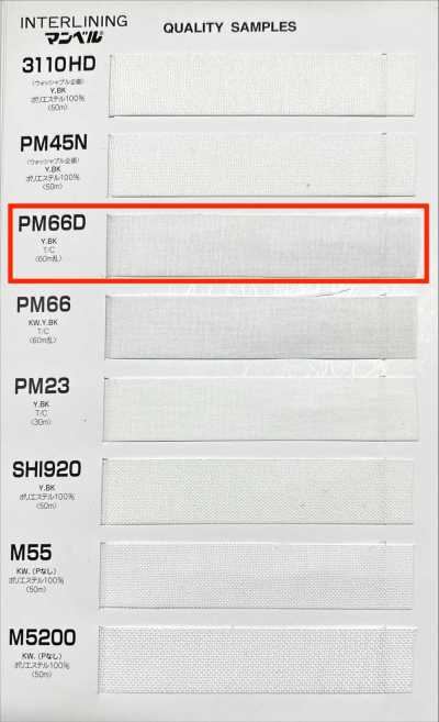PM66D Entretela fusible de la serie Inberu (cinta), tipo semiblanda