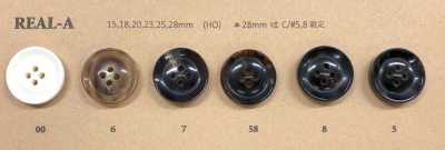 REAL-A Botón para chaqueta de cuerno de búfalo brillante de 4 agujeros