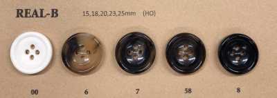 REAL-B Botón de cuerno brillante de búfalo de agua de 4 orificios